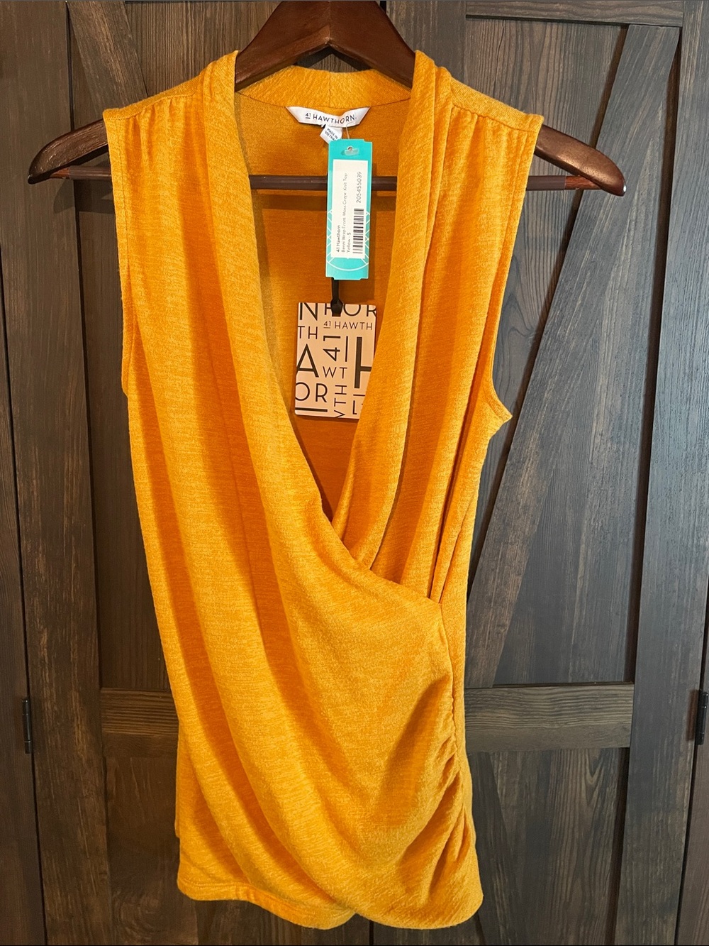 41 Hawthorn Sleeveless Wrap-Front Camisole in Mustard Yellow
